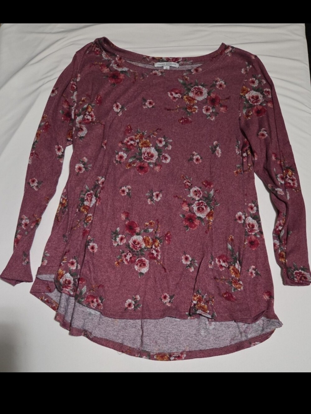 Green envelope Women's 1X pink floral sweater blouse #15